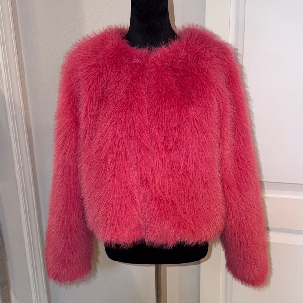 Fashion Nova Vibrant Pink Teddy Jacket